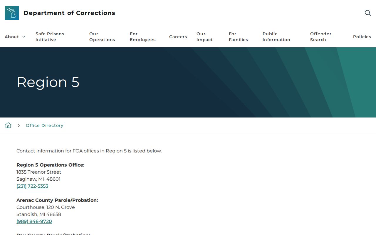Midland County probation and parole office directory