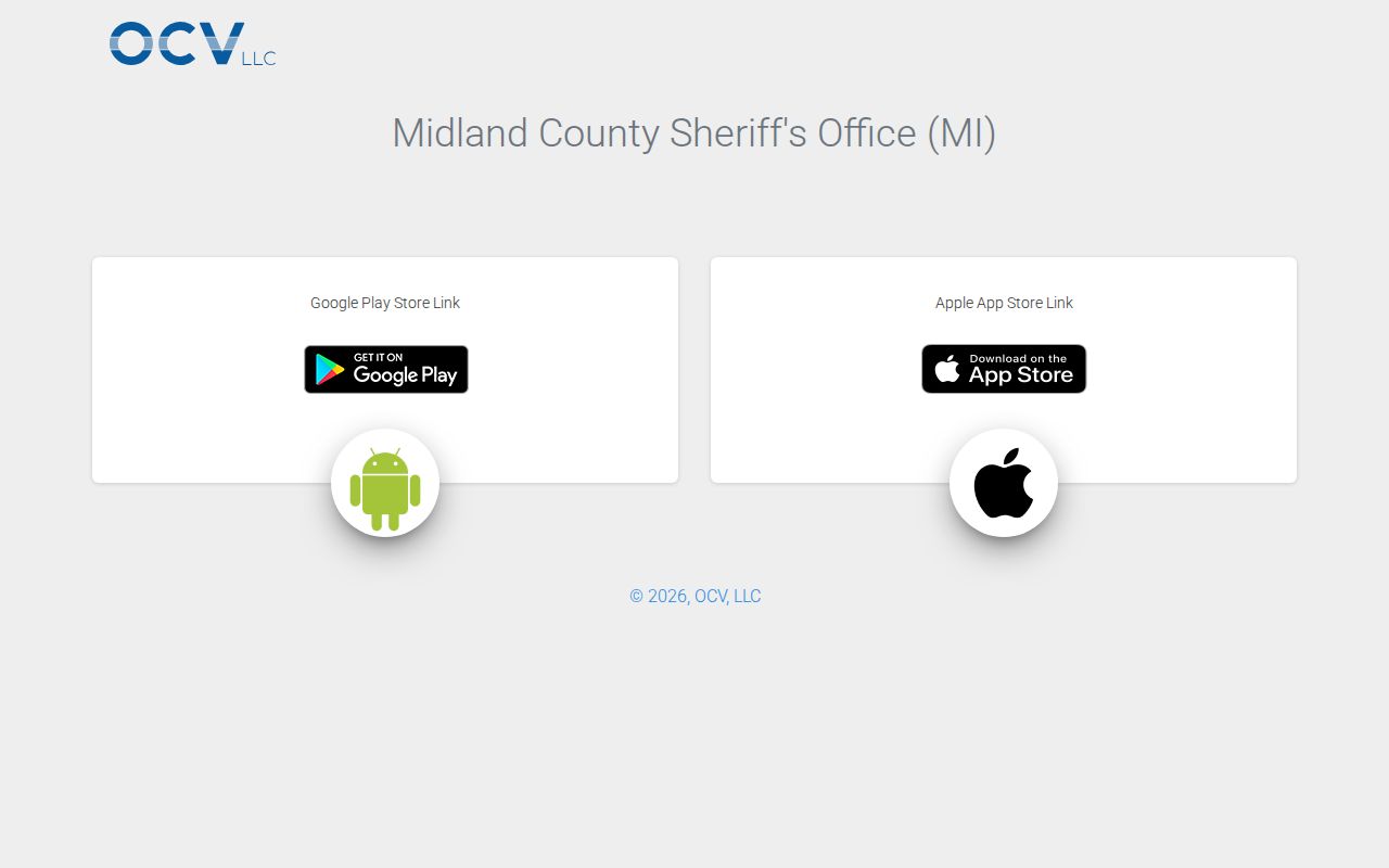 Midland County release mugshots sheriff app landing page